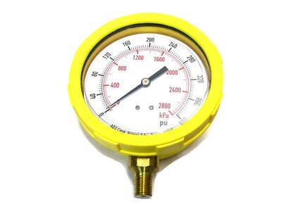 #ad NEW 0 400 psi 2 1 2% Accuracy Polycarbonate Lens Yellow Pressure Gauge $34.95