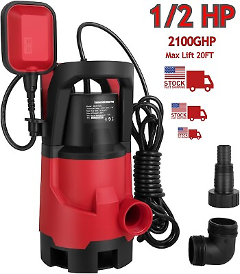 #ad 1 2HP Clean Dirty Submersible Water Pump Swimming Pool Pond Flood 2100GPH New $44.95