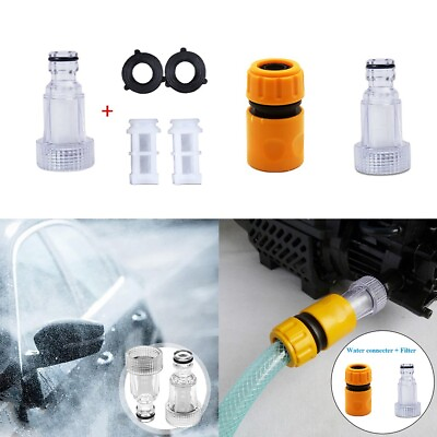 #ad Car Washer Adapter Pressure Washer Water Connector Filter Set Hose Pipe Fitting $6.28