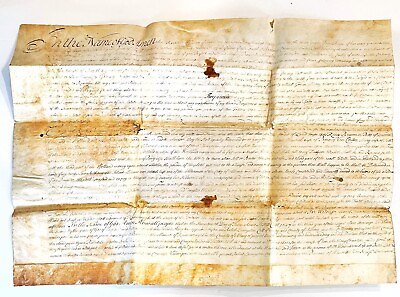 #ad Rare 1687 Large Vellum Handwritten Indenture Manuscript Legal Document Old A7 $199.90