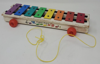 #ad #ad Vintage 1964 1978 Fisher Price Pull A Tune #870 Xylophone Pull Toy No Mallet $6.99