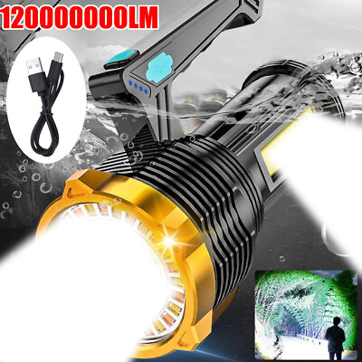 #ad 120000000LM LED Flashlight Tactical Torch Lamp Worklight USB Rechargeable Light $9.99