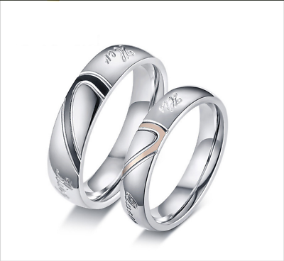 #ad Fashion Stainless Steel quot;her kingamp;his queenquot; Promise love Couple Rings rings $13.99