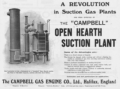 #ad CAMPBELL GAS ENGINE CO Halifax Suction Gas Plant Old Engineering Advert 1909 GBP 9.99