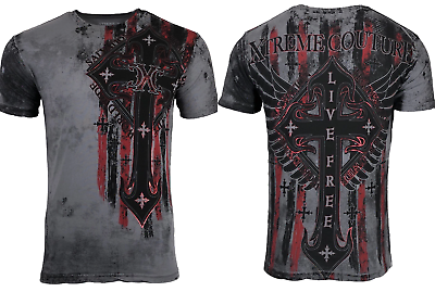 XTREME COUTURE by AFFLICTION Men#x27;s T Shirt LIBERTY CRUSADE Biker MMA $23.99
