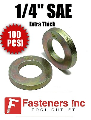 #ad Qty 100 1 4quot; Extra Thick Flat Washers SAE Grade 8 Hardened Washer MCX Mil Carb $16.99
