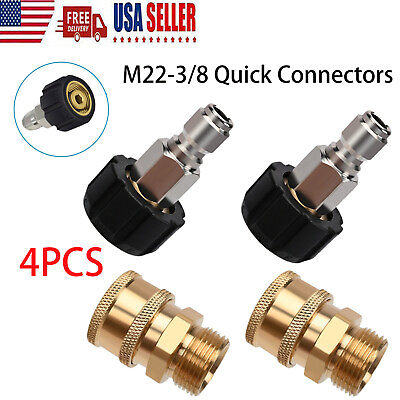#ad Quick Connect Kit M22 14mm to 3 8 Inch Adapter 4Pieces Pressure Washer Fittings $14.59