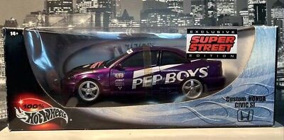 #ad Hot Wheels Honda Civic SI Super Street Pep Boys Purple 1 18 Car Vtg 2000 In Box $69.00