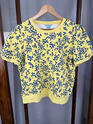 #ad #ad Draper James Natalie Sweatshirt Cherry Blossom Women’s XL Short Sleeve Yellow $20.47
