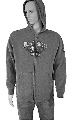 #ad Black Ridge Air Sweatshirt Men#x27;s Grey Hoodie w Zipper 28quot; Long x 20quot; Chest $12.00