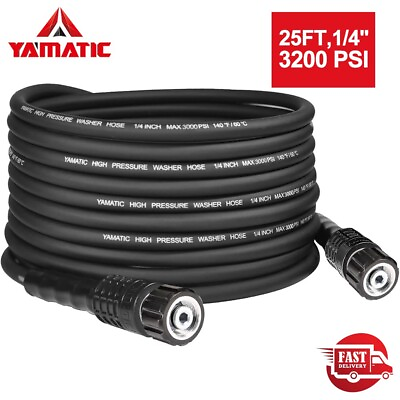 #ad #ad YAMATIC Super Flexible Pressure Washer Hose 25FT 1 4quot; M22 14mm amp; 15mm 3200 PSI $53.99
