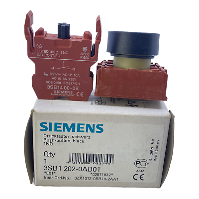 #ad Siemens 3SB1202 0AB01 Pressure Button Black 1NO 660V AC 12 10A AC 156A 230V $33.94