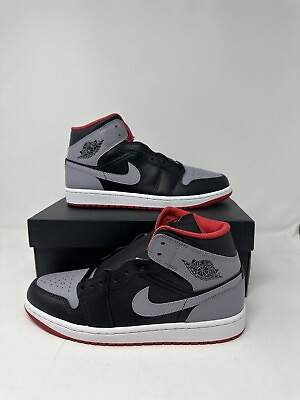 #ad New Nike Air Jordan 1 Mid Black Cement Grey Red Men#x27;s DQ8426 006 amp; GS DQ8423 006 $94.99