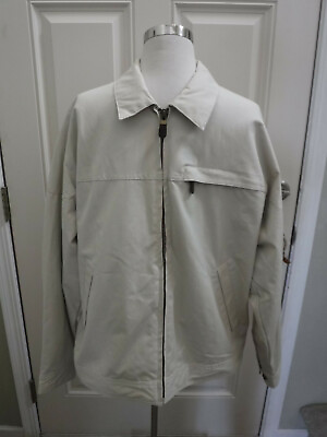 #ad Men#x27;s ORVIS M Tan Cotton Beige Light Full Zip Golf Jacket Windbreaker Coat Nice $19.99