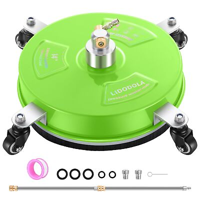 #ad 14quot; Pressure Washer Surface Cleaner with 4 Wheels Coated Green Stainless St... $84.03