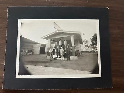 #ad 1920s mounted photo old gas station occupational photo union richfield dog signs $100.00