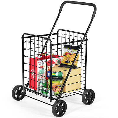 Ironmax Folding Shopping Cart Utility Trolley Portable For Grocery Travel Black $54.99