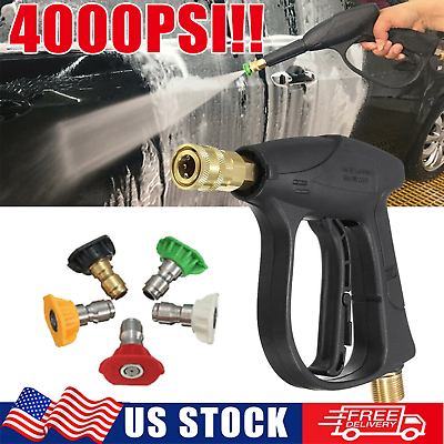 #ad 1 4quot; High Pressure Washer Gun 4000 PSI Car Wash Foam Spray Short Wand w 5 Nozzle $10.99