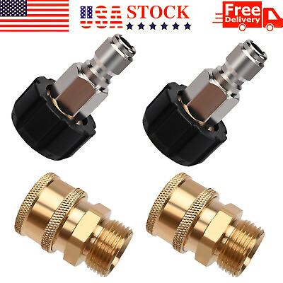 #ad 4 Pieces Pressure Washer Quick Connect Fittings M22 14mm to 3 8 Inch Adapter $14.79