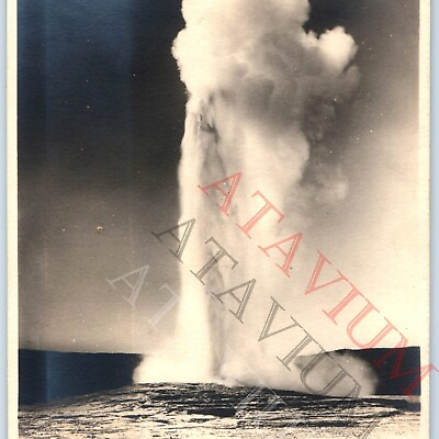 #ad c1920s RARE Haynes Yellowstone Old Faithful Geyser Real Photo Snapshot 4.5quot; C52 $33.75