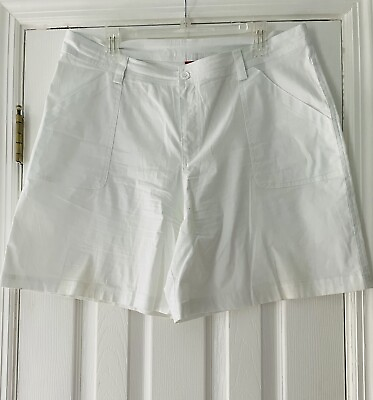 #ad Contact New York Women’s Size 16 White Chino Stretchy Shorts Pockets $16.00