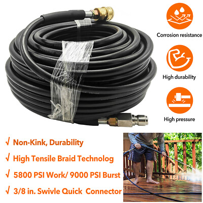 #ad 50 68FT 5800PSI Replacement High Pressure Power Washer Hose 3 8quot; Quick Connect $34.38