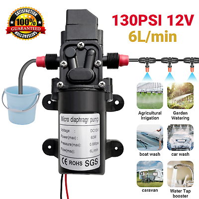 #ad 12V Water Pump 130PSI Self Priming Pump Diaphragm High Pressure Home Auto Switch $14.99