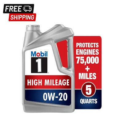 #ad Mobil 1 High Mileage Full Synthetic Motor Oil 0W 20 5 Quart.... $24.99
