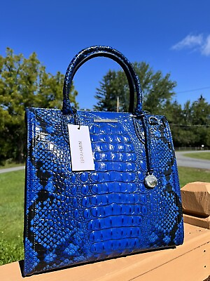 #ad #ad Brahmin Caroline Satchel Blue Viper Ombré Genuine Leather NWT $375.00