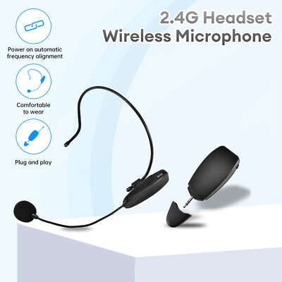 #ad #ad 2.4G Wireless Microphone Headset Mic 20M Range For Speaker Voice Teaching Yoga $15.84