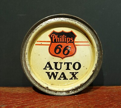 #ad NICE 1930s Phillips 66 Auto Wax Tin $250.00