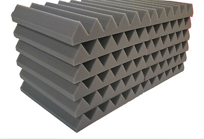 #ad 24pc Wedge Premium Acoustic Sound Proofing Studio Foam Wall Tiles 12x12x2 Gray $46.52