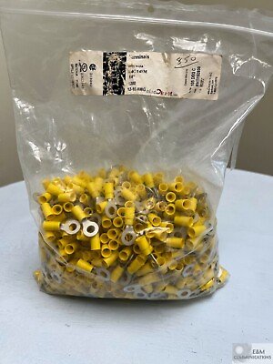 #ad 850 EACH 12 10 AWG 1 4quot; YELLOW VINYL PRESSURE RING TERMINAL CONNECTORS $89.00