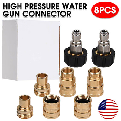 #ad 8 PCS Pressure Washer Adapter Garden Hose Quick Connect Fittings M22 To 3 8quot; Kit $22.00
