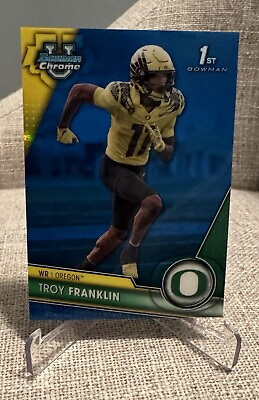 #ad 2023 Bowman University Football Troy Franklin 1st Blue 199 Oregon Broncos $10.99