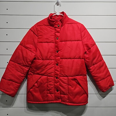 #ad Vtg Fingerhut Red Puffy Puffer Ski Snowboard Jacket Coat 70s 80s Mens Medium $41.95