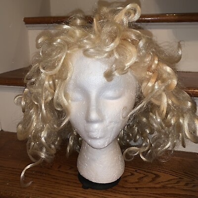 #ad Synthetic Hair Fire Retardant One Size Blonde Loose Curls Curly permanent Wig💗 $29.00