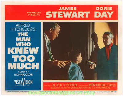 #ad THE MAN WHO KNEW TOO MUCH 1956 LOBBY CARD #8 JAMES STEWART HITCHCOCK $100.00