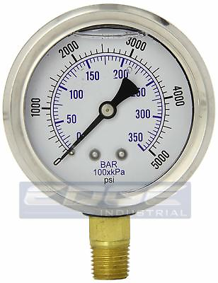 #ad Liquid Filled GAUGE PRESSURE WASHER 2.5quot;FACE 0 5000 lower mnt 1 4quot; 5 PACK $67.87