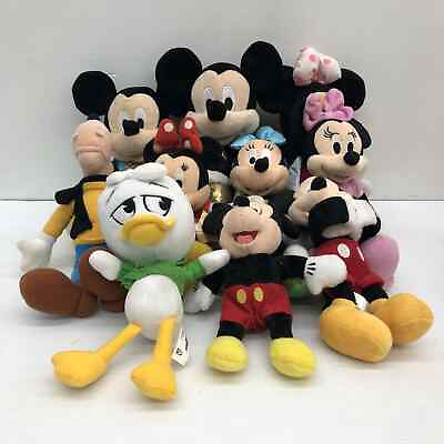 #ad LOT Used 10 Disney Character Stuffed Toy Plush Dolls Mickey Minnie Louie Goofy $80.00