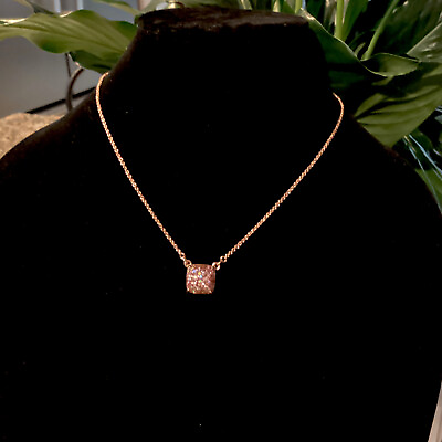 #ad AUTHENTIC KATE SPADE CAUSE A STIR Glitter Pendant NECKLACE ROSEGOLD NEW W POUCH $42.24