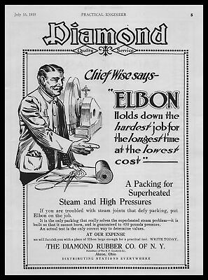 #ad 1912 Diamond Rubber Of NY Elbon Akron Ohio Chief Wise Cartoon Vintage Print Ad $24.95