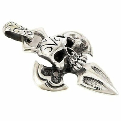 #ad Big Silver Armor Skull Pendant Necklace $110.40
