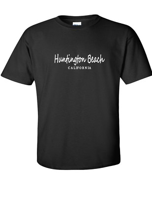 #ad Huntington Beach CALIFORNIA Surf City Southern OC Orange County Black T shirt $20.99