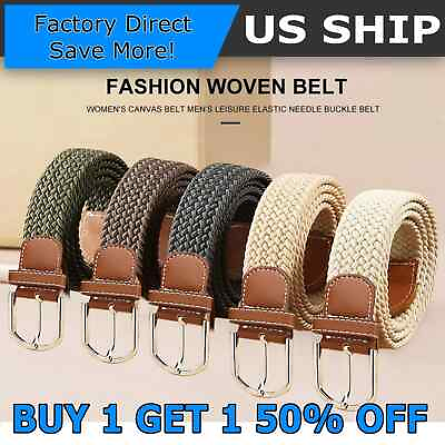 #ad Elastic Fabric Braided BeltEnduring Stretch Woven Belt for Unisex Men Women Jun $6.95