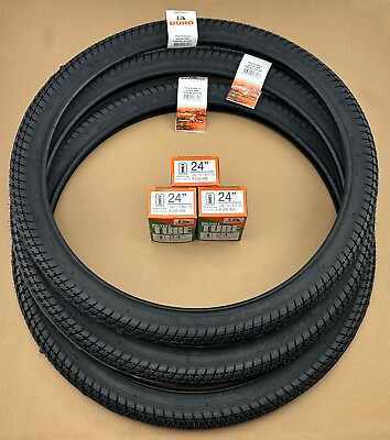 #ad 3 DURO TRIKE SOLID BLACK 24 X 2.00 TWIN MARCH TIRES FOR TRICYCLES W TUBES. $91.79