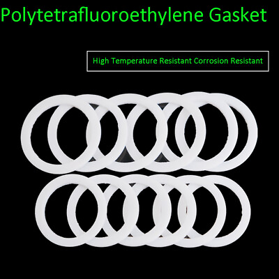 #ad White Ptfe High Temp Flat Ring Plastic Washer Seal Gaskets Flange Sealing Gasket $1.79