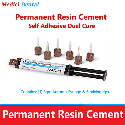#ad Dental Permanent Resin Cement Self Adhesive Dual Cure 8 ml Automix Syr 6 Tips $69.95