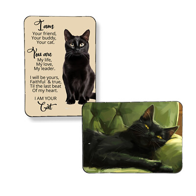 Set of 2 Black Cat Poem Art Print Magnets Cat Mothers Day Gift from Cat 3quot; x 4quot; #ad $12.71