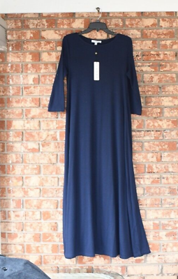 #ad Landa by Dora Landa Navy Blue 3 4 Length Sleeves Maxi Dress NWT $38.80